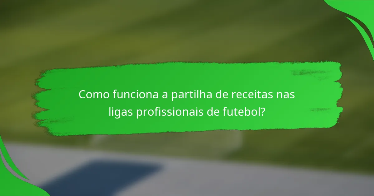 Como funciona a partilha de receitas nas ligas profissionais de futebol?