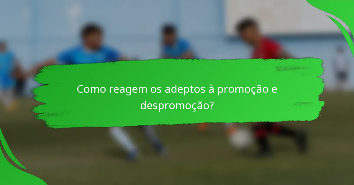 Como reagem os adeptos à promoção e despromoção?