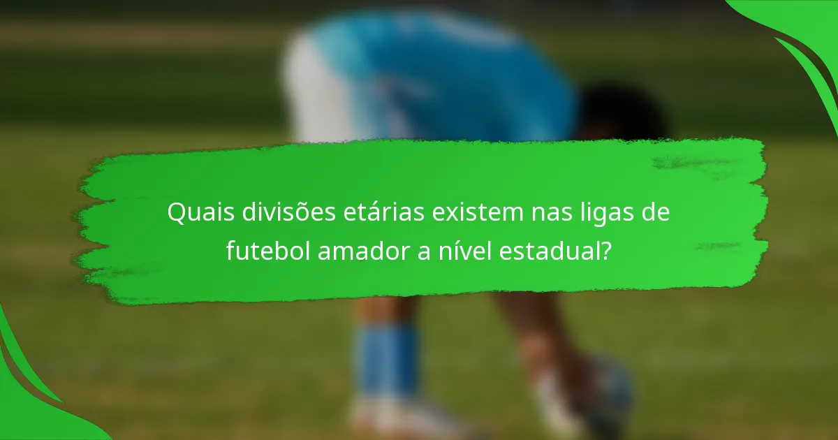 Quais divisões etárias existem nas ligas de futebol amador a nível estadual?
