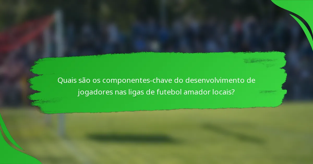 Quais são os componentes-chave do desenvolvimento de jogadores nas ligas de futebol amador locais?