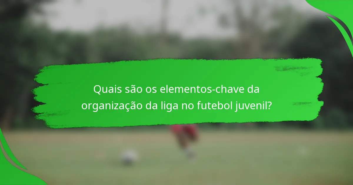 Quais são os elementos-chave da organização da liga no futebol juvenil?